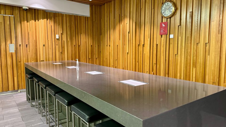 A secondary work area alongside the barista station.