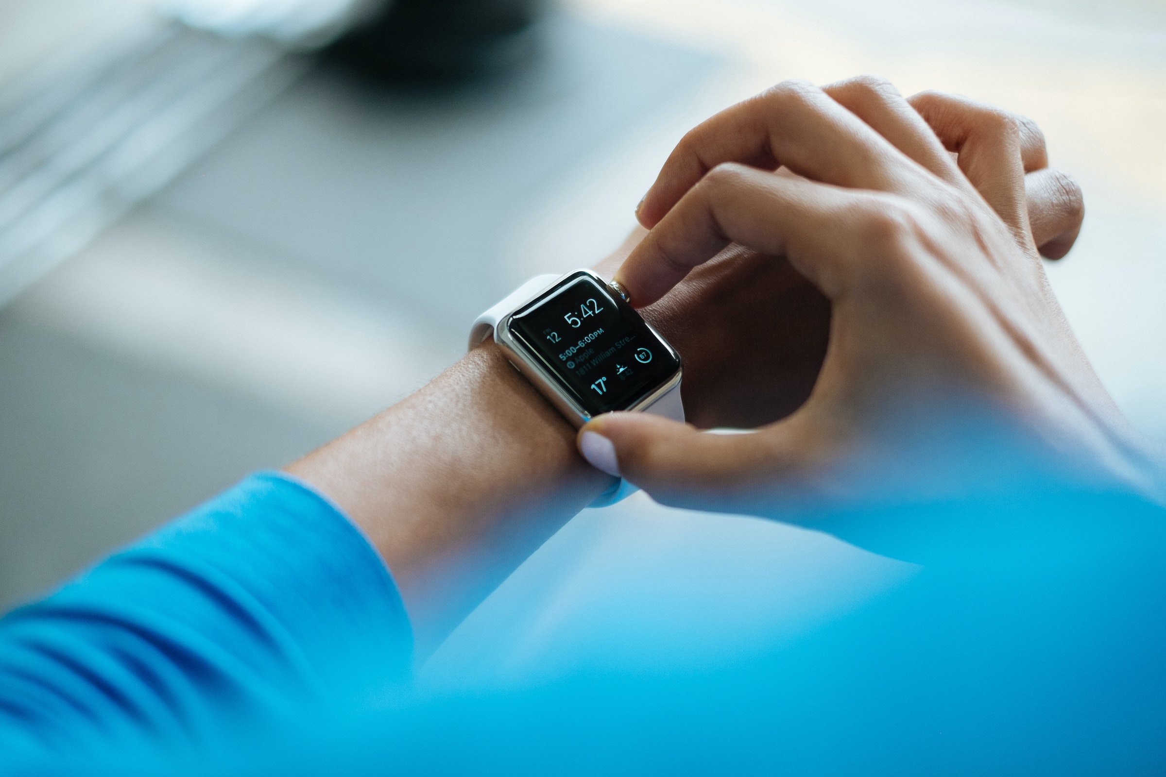 Young man wearing Apple Watch